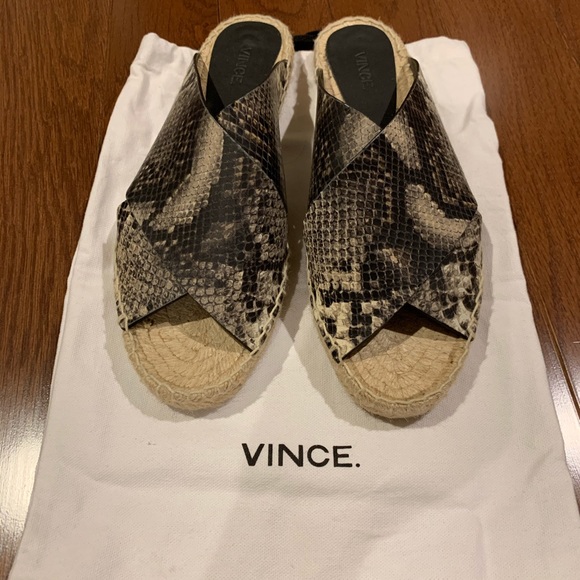 Vince Shoes - Vince Snake-Embossed Crisscross Espadrille Sandal